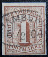 Hamburg Kat. 2 gest. 1859 Kat. 120 Euro mit heller Stelle