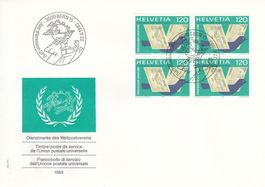 UPU Weltpostverein Bern 2 FDC 1983/89 14+15 Viererblock