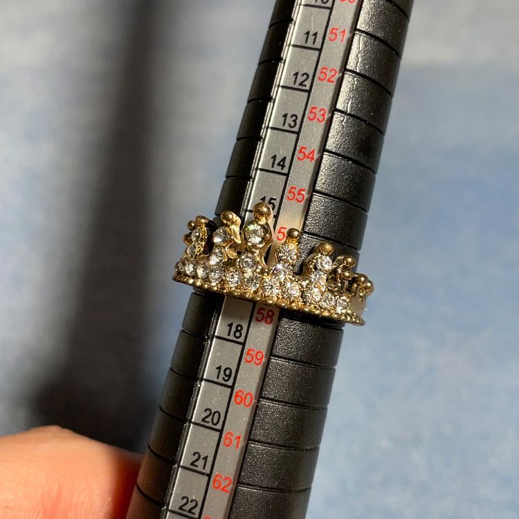 Modeschmuck Ring Krone mit Steinchen Gr 57.5 (Neu (gemäss Beschreibung ...