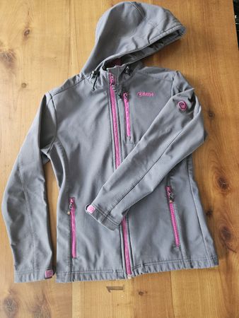Sherpa Softshell Jacke, Gr. 152, Grau/Pink, Guter Zustand