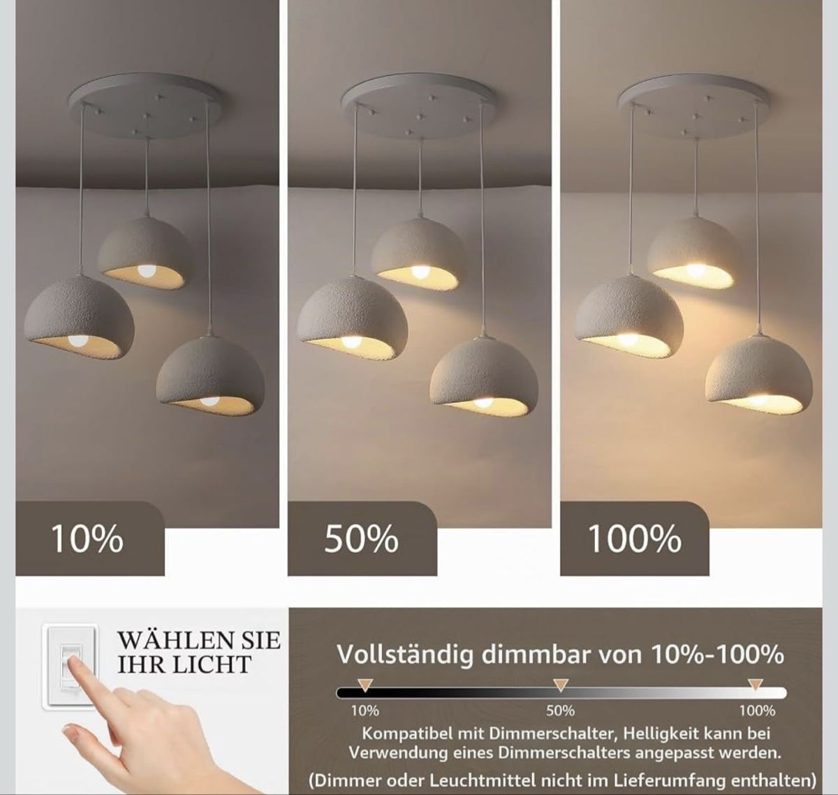 Lampadari & plafoniere: Pendelleuchte Hängeleuchte weiss 3Köpfe rund – Nuovo e nell'imballaggio originale da Strengelbach venduto da retourenjaeger.ch 2