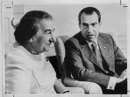 UPI Photo, Golda Meir, Israel Premier bei US Präsident Nixon