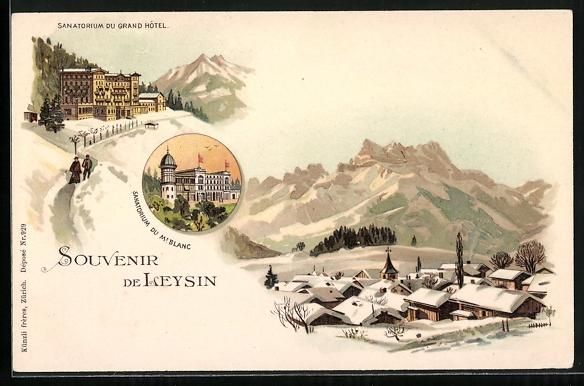 Cartoline postali: Litho Leysin, Sanatorium du Grand Hotel – Usato da Berlin venduto da bartko-reher