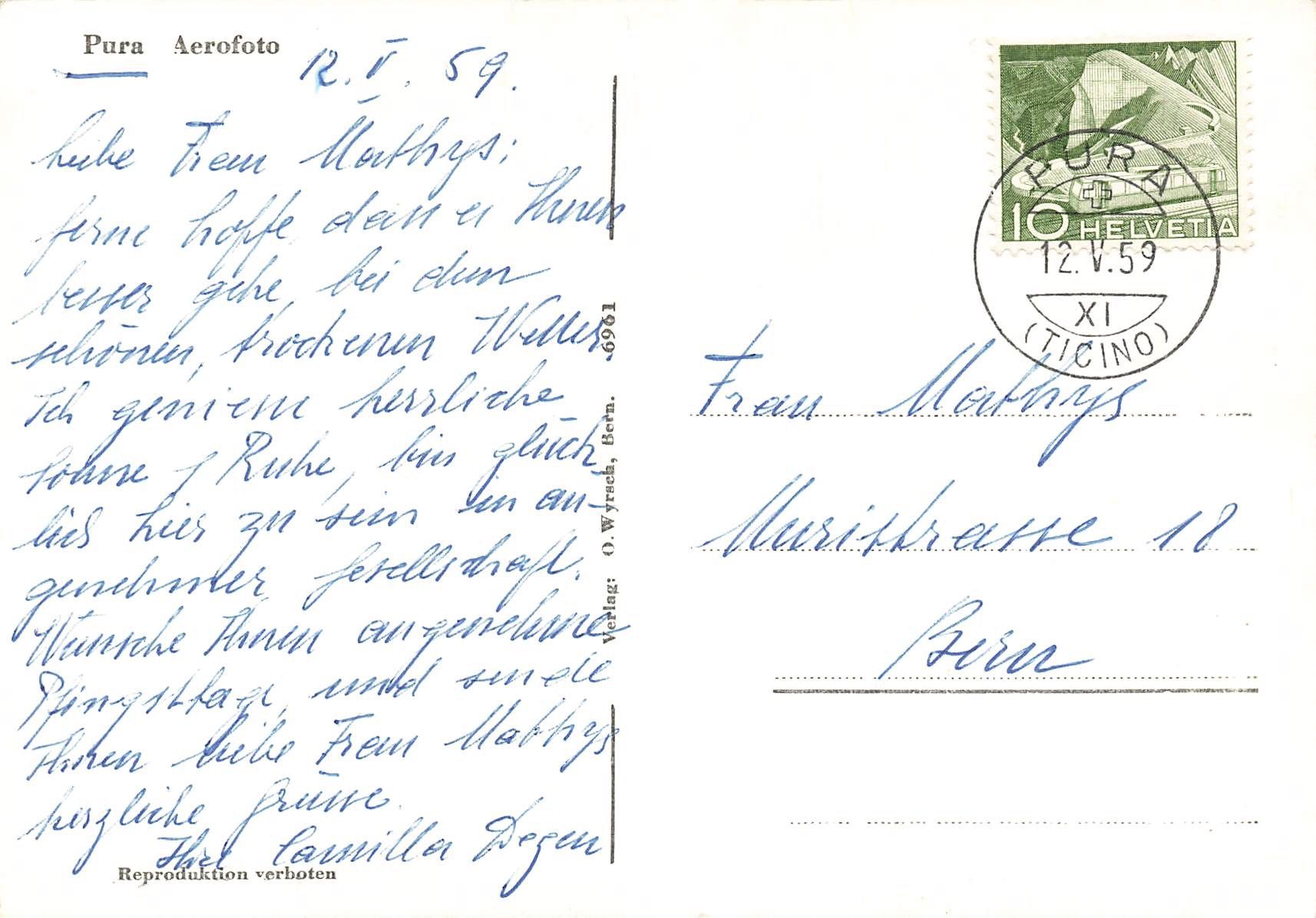 Cartoline postali: Pura Malcantone TI G – Usato da Biasca venduto da Blenio71 1
