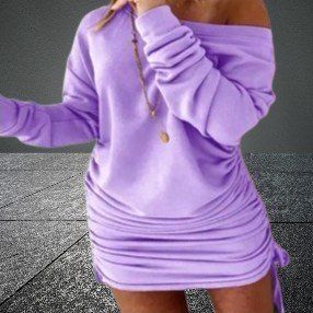💜 Sexy Pullover-Kleid mit gerafftem Kordelzug 💜💫