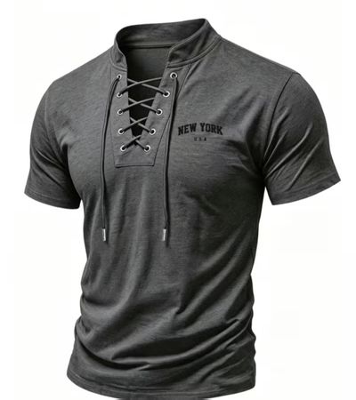 Herren T-Shirt grau Grösse L mit Schnürung neu