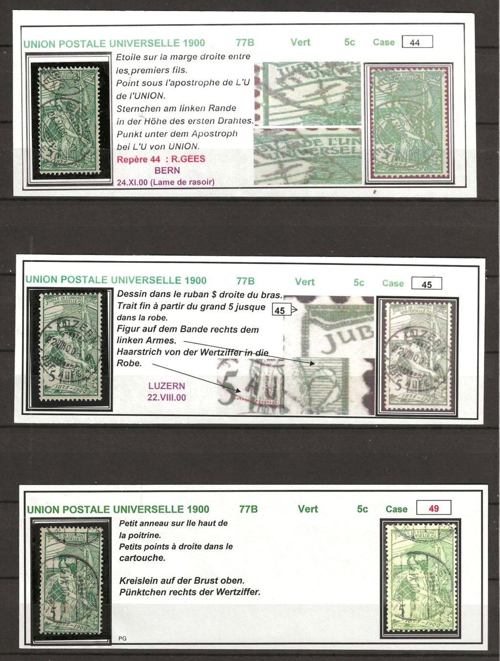Alle Briefmarken: 18x Nr. 77B mit Abarten + Felder-Bestimmung – Gebraucht aus Gümligen von Geniusbuy 1