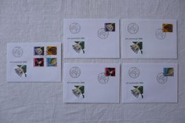 Pro Juventute 1998 5 FDC Satz & Einzelmarken SBK J348 - J351