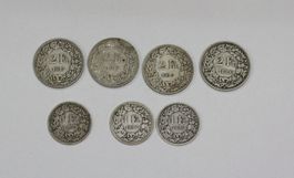 4 x 2 Franken und 3 x1.- ab 1880