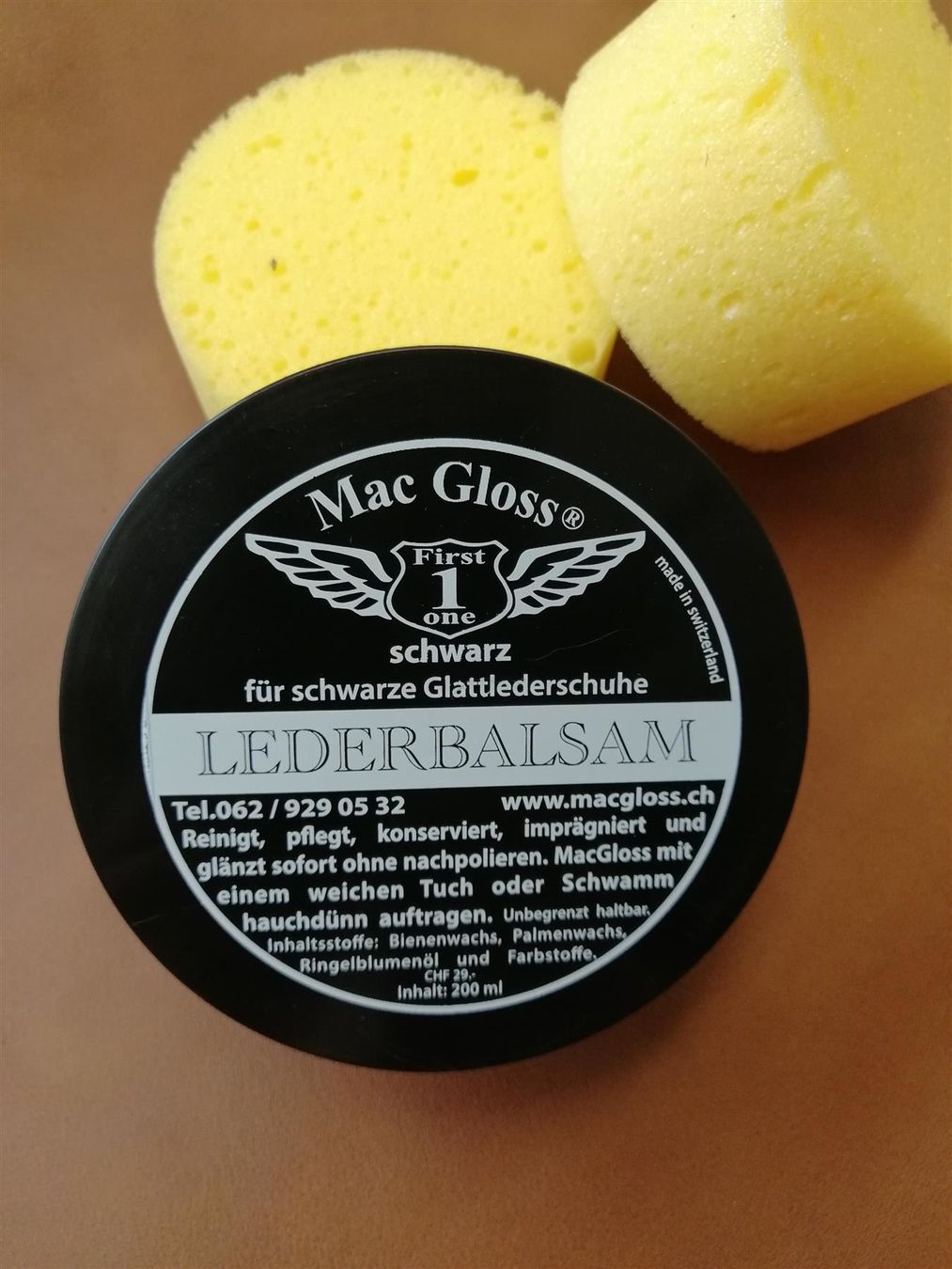 Divani: Mac Gloss Lederbalsam - schwarz – Nuovo e nell'imballaggio originale da Winterthur venduto da LederSchneiderei