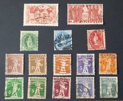 5-4-1 Timbres Helvetia oblitérés. Variation, selon photos.