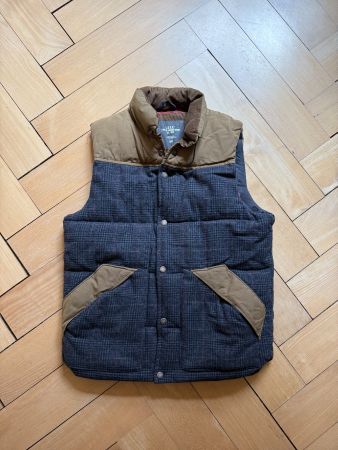 Wollgilet braun-grau gefüttert S