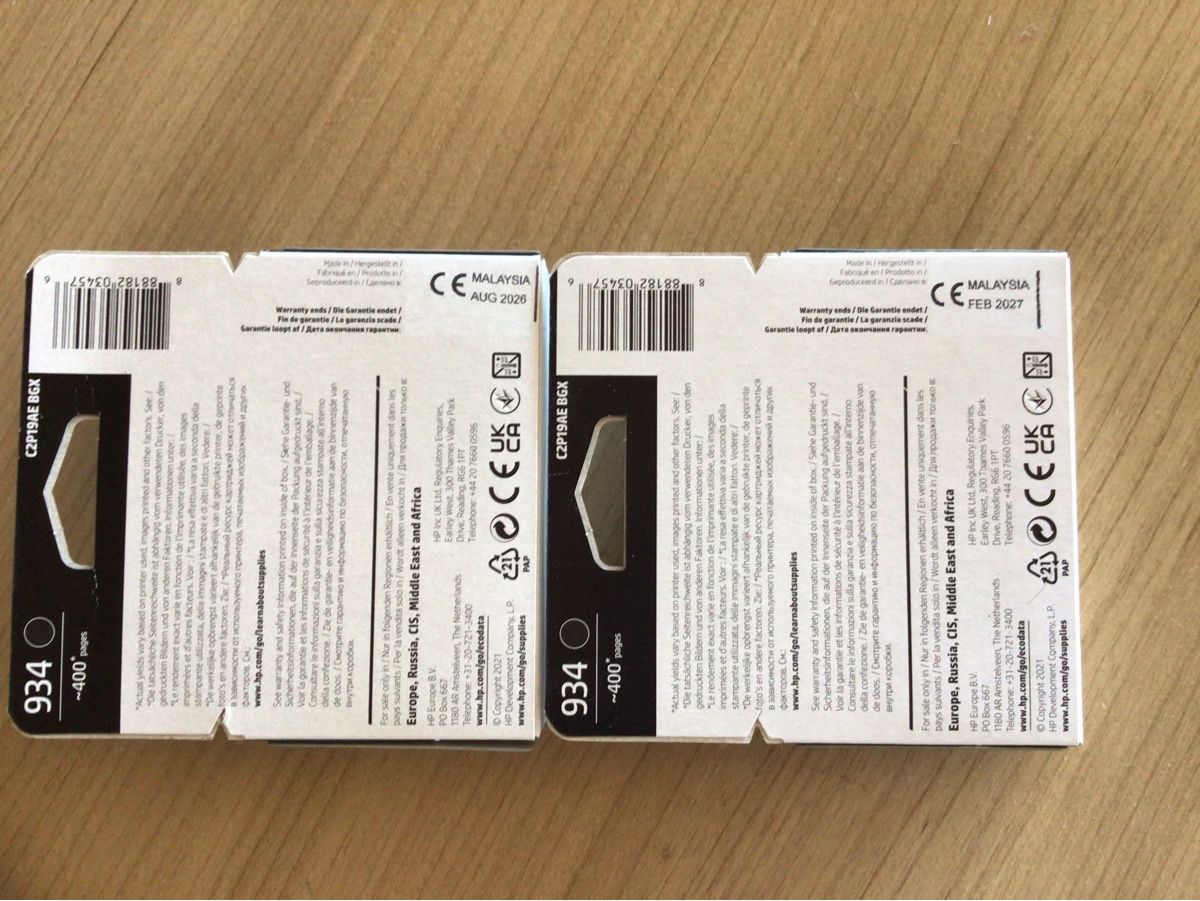 Hewlett Packard Cartucce per stampanti & toner: 2 HP 934 Tintenpatronen – Nuovo e nell'imballaggio originale da Aeschlen ob Gunten venduto da yeti49
