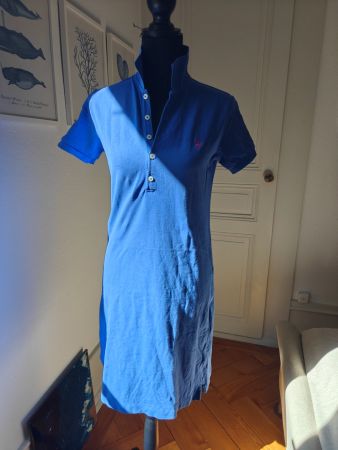 Ralph Lauren blue polo knit pique cotton dress S horse logo