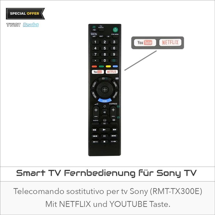 Sony Bravia RMT-TX300E Remote Control Genuine Original TV Netflix