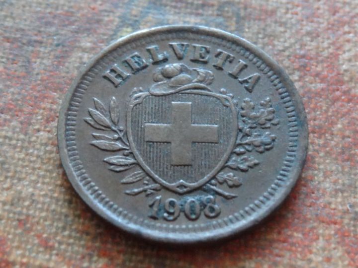 Tutti le monete: 1 Rp. 1908  (C) – Usato da Romanel-sur-Lausanne venduto da Swift13