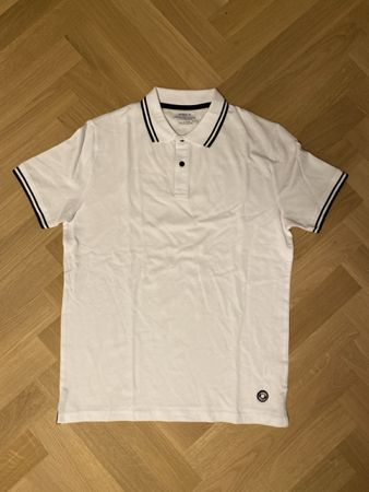 Markup Men's Polo Shirt - White with Black Trim, Size L