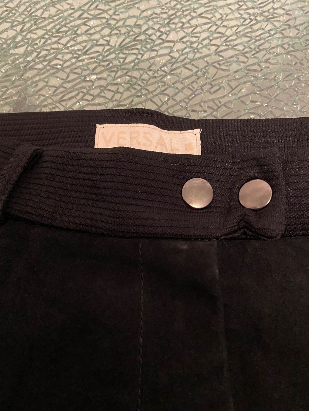 Pantaloni: elegante schwarze Leder/Stoffhose – Usato da Oftringen venduto da andrax 1
