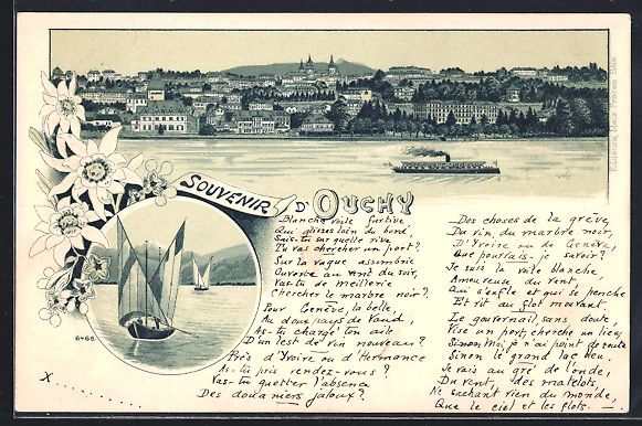 Ansichtskarten: Litho Ouchy, Panorama mit Dampfer, Segel – Gebraucht aus Berlin von bartko-reher