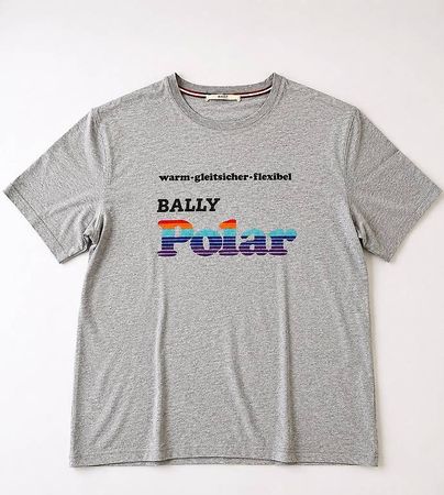 T-shirt Bally originale grigia da uomo in ottime condizioni.