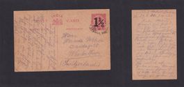 Aufdruck-Karte Bombay in Britisch Indien --> Winterthur 1923
