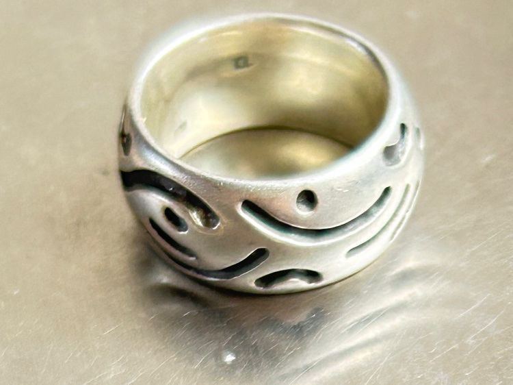 Anelli: Silberring mit abstraktem Muster, QUADRAT Grösse 50 – Usato da Laufen venduto da Bellebellezza 8