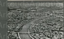 AK sw Basel BS Flugbild,City vs Elsass,Feldpost ©Schait≈1950