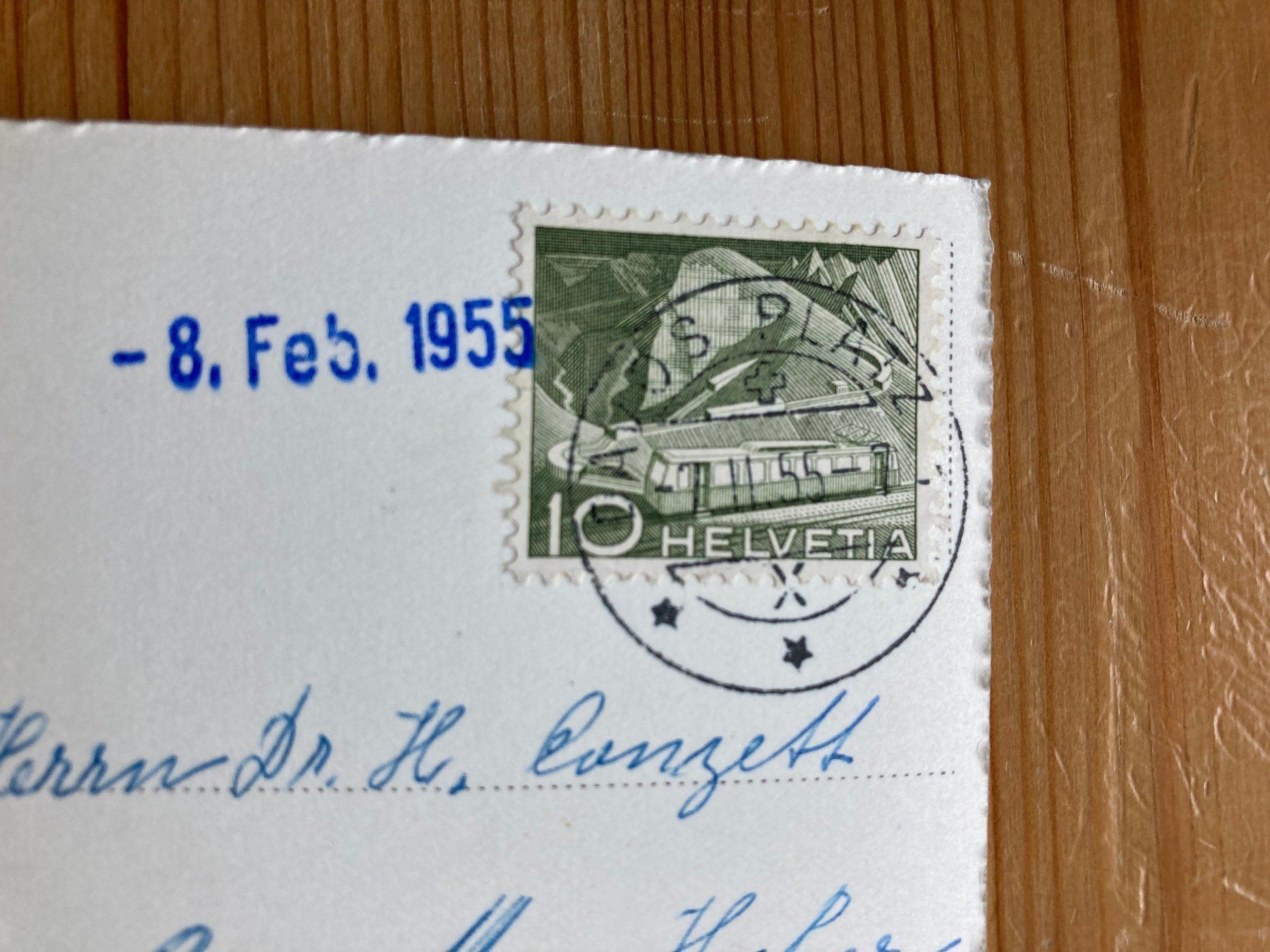 Cartoline postali: Davos mit Eisbahn und Tinzenhorn - AK 1955 – Usato da Oberuzwil venduto da Henri09 1