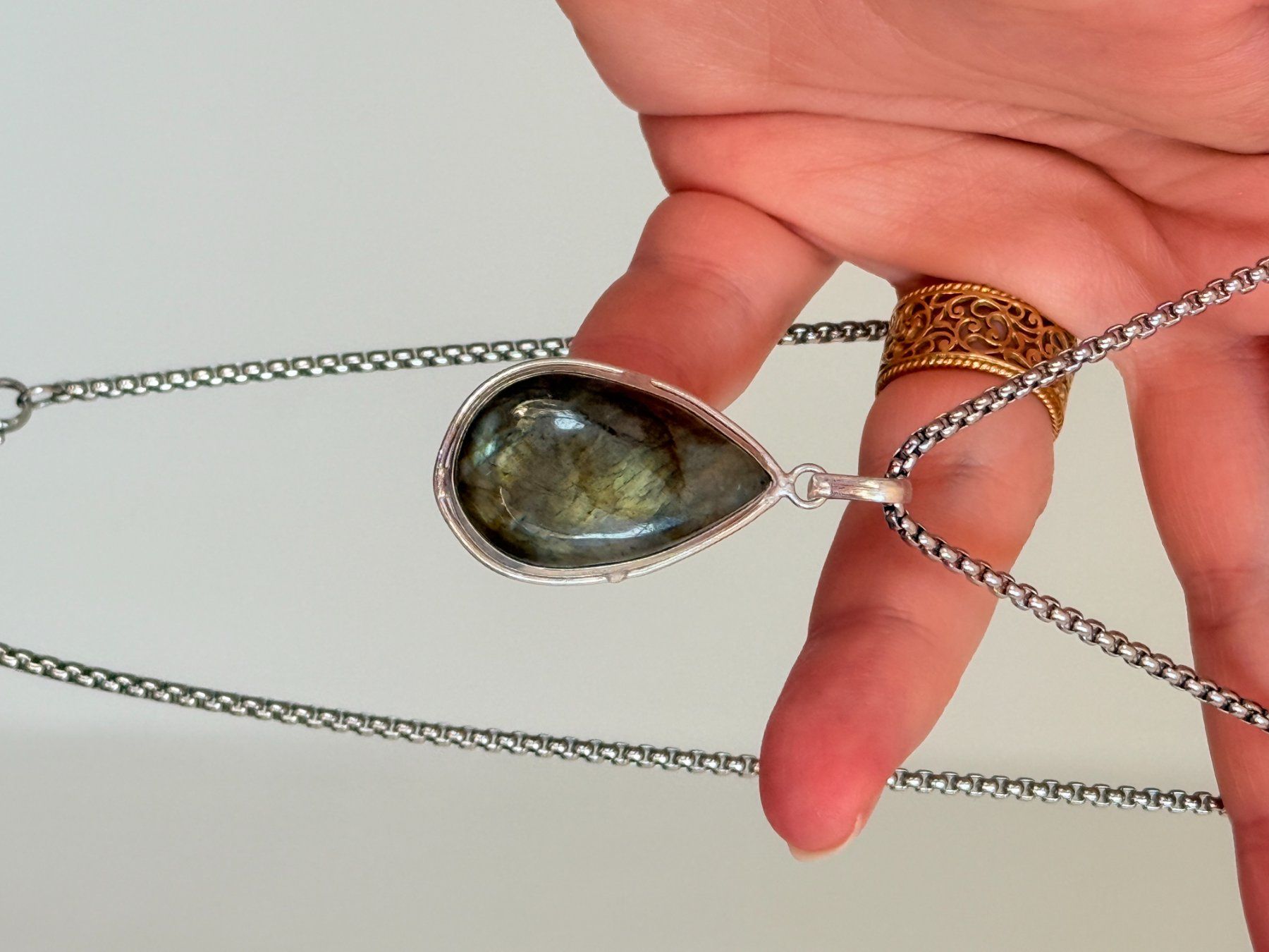 Ketten: Collier labradorite, neuf, jamais porté! – Neu und originalverpackt aus Genève von AGBERG 4