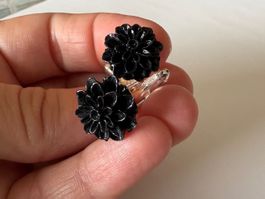 Handmade flower Cufflinks - black
