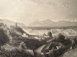 Antike seltene Turin Lithografie, Vintage, 1849 Italien