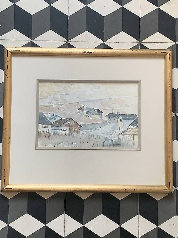 Tableaux: Plan cerisier, Martigny, aquarelle – D'occasion à Montreux par Barber_Swiss_Vintage
