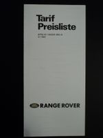 Prospekt Preisliste Range Rover 1993