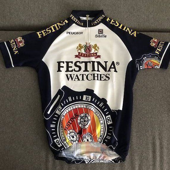 Maillot Vélo Rétro Biemme - Peugeot / Festina - Taille S - Manches Courtes - Occasion