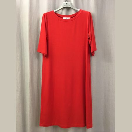 Piu & Piu Kurzarm Sommer Kleid Viscose Jersey uni rot Gr 40