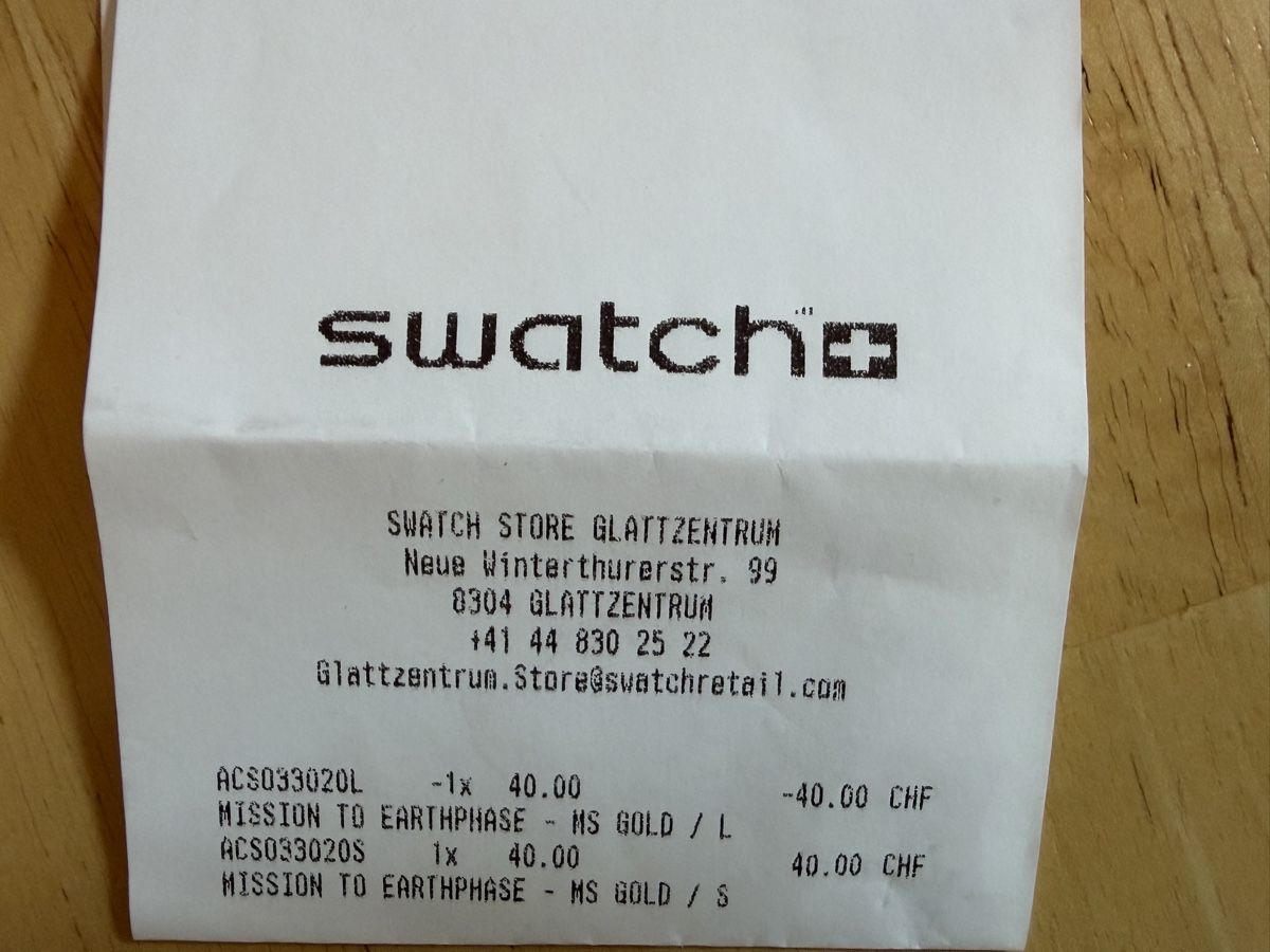 Swatch Orologi: Ungetragene Swatch Moonshine Gold – Nuovo e nell'imballaggio originale da Frauenfeld venduto da swissmiss.tg 2