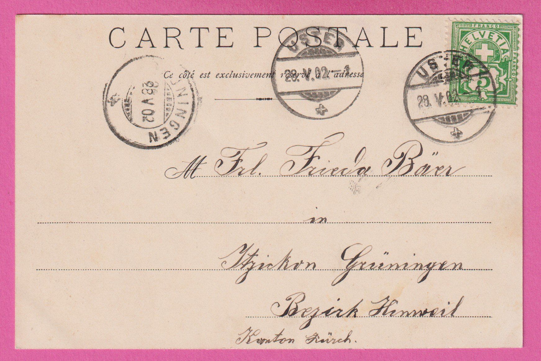 Ansichtskarten: Gruss aus Uster gel 1902 – Gebraucht aus Einsiedeln von dillie 1