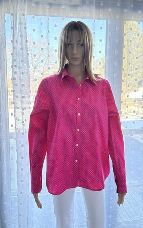Ralph Lauren Pink Polka Dot Cotton Shirt Size L, Women's