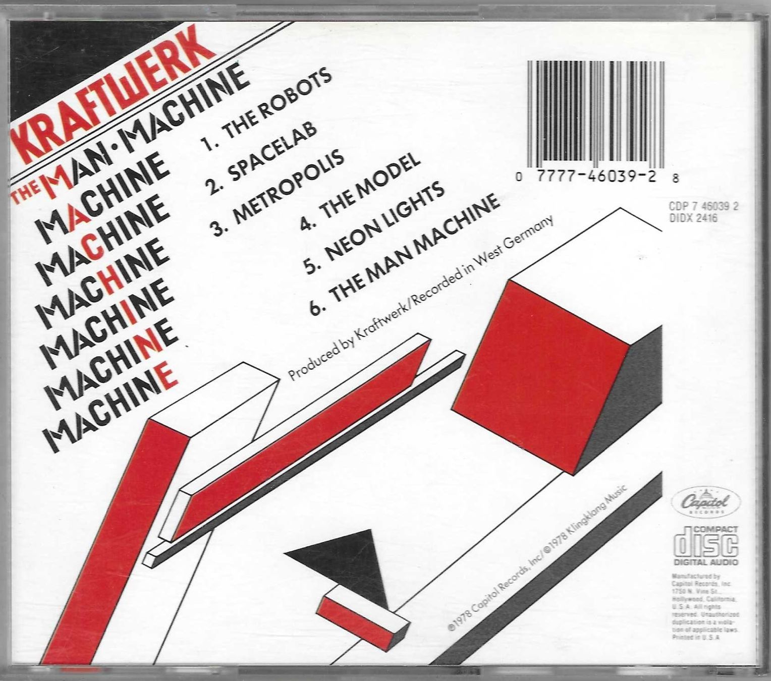 CDs: KRAFTWERK  -  THE MAN MACHINE – D'occasion à Bex par Giorgiob 1