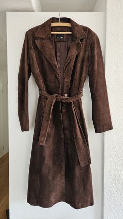 Vintage Trenchcoat / Ledermantel braun Wildleder / Grösse 40