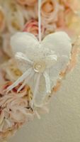 Geschenk Herz Shabby Chic Vintage Stoffherz Knopf Spitze