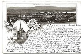 Souvenir d' Avenches (VD) Le Château - uralte Litho - 1897