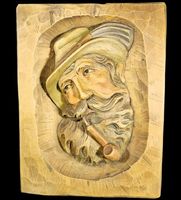 🌲 Rustikales Holzrelief – Alter Mann mit Pfeife 🌿