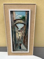 Dipinto a olio - Scorcio di un borgo - 73.5x39.5