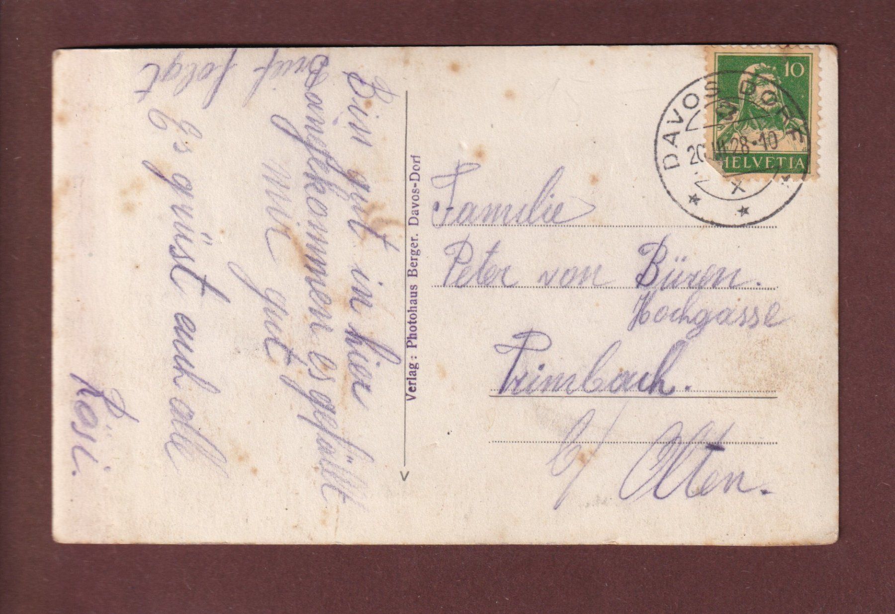 Cartoline postali: DAVOS-DORF - Sanatorium Albula - 1928 – Usato da Pully venduto da nicecards 1