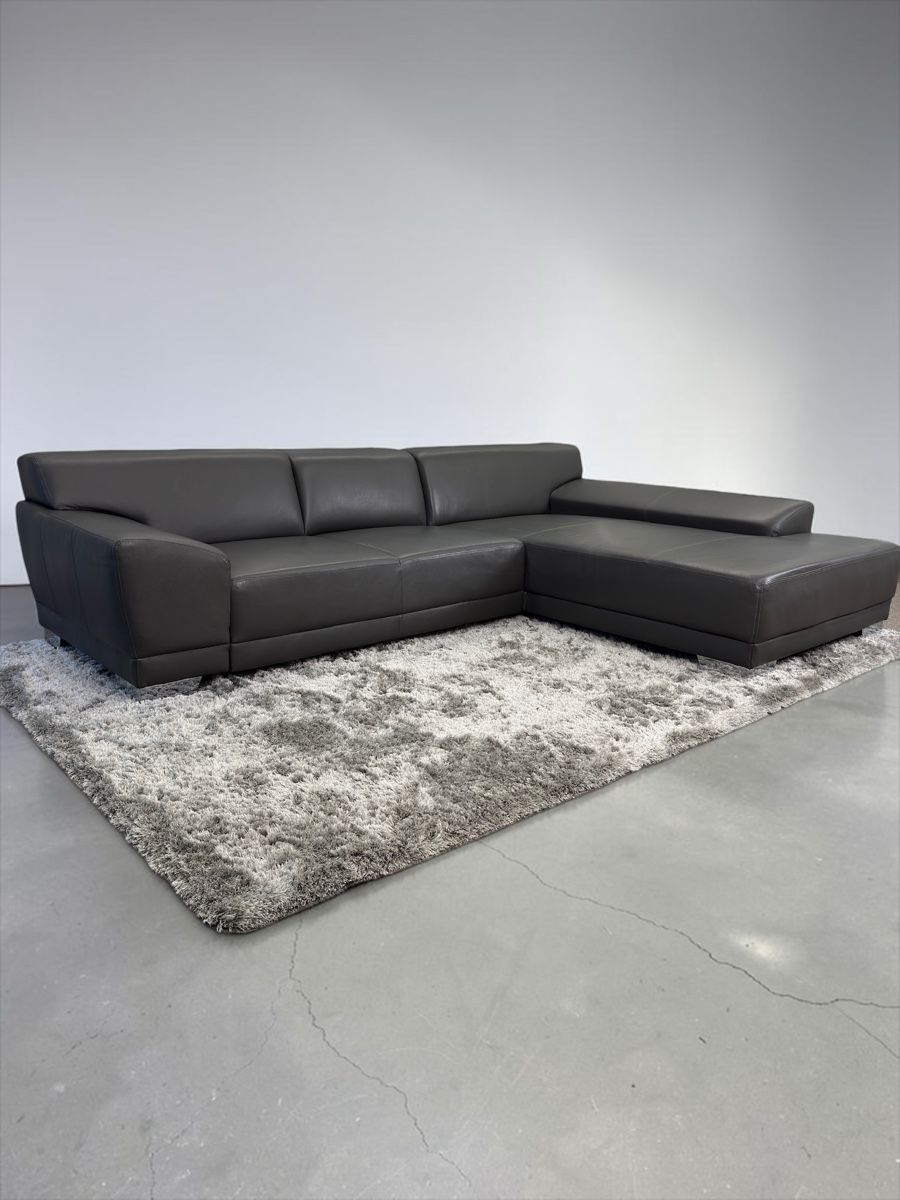 Divani: Ecksofa aus Büffelleder, Anchor Grey, mit Bettfunktion – Usato da Fehraltorf venduto da Sofalab.swiss 6
