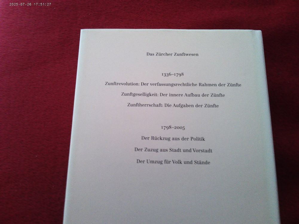 Das Zürcher Zunftwesen, Band 1, Markus Brühlmeier, (Gebraucht) in ...