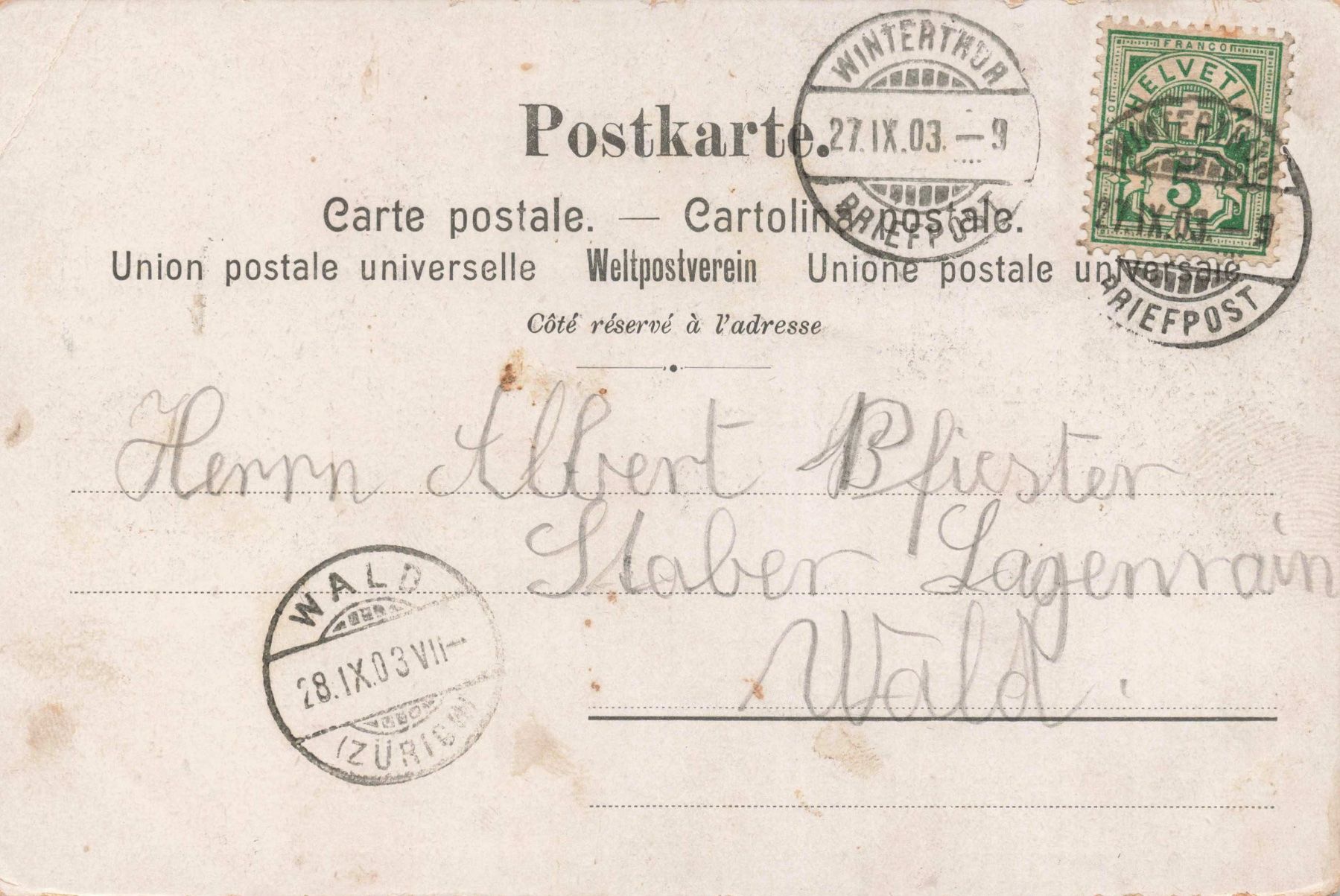 Cartes postales: Festhutte winterthur – D'occasion à Biasca par Blenio71 1