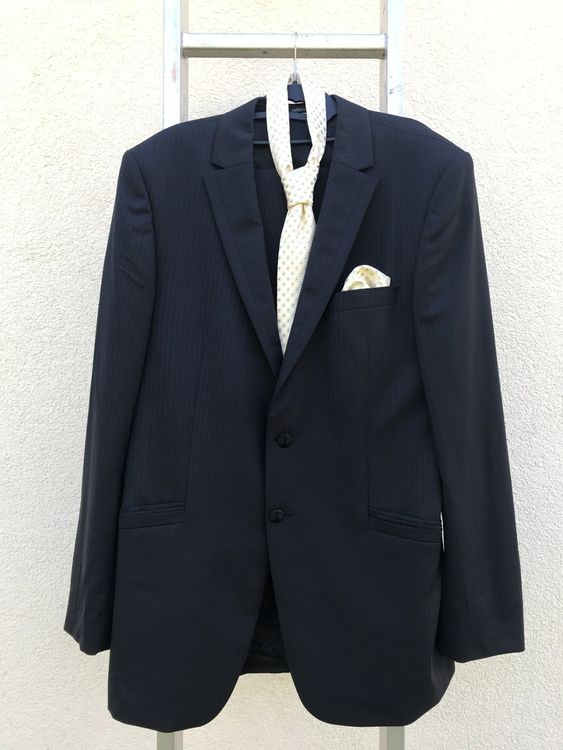 Veste De Costume Homme Wilvorst - Taille 44L - Pure Laine Noire - Occasion Très Bon état