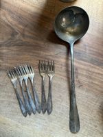 6 Stk.Silber Gabeln 90er & 1 Suppen-/Schöpflöffel